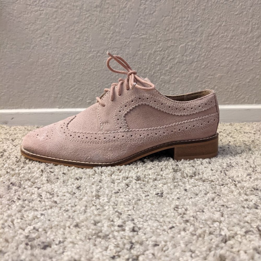 ASOS DESIGN Wide Mai Tai Leather Brogues, Blush